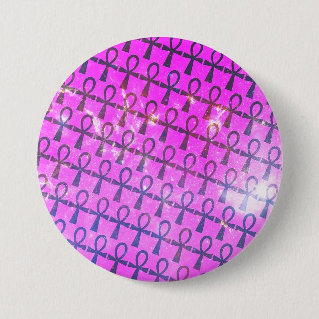 Badge Rond 7,6 Cm Motif Ankh (Devant)