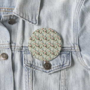 Badge Rond 7,6 Cm Motif Botanique Floral Pastel Vintage