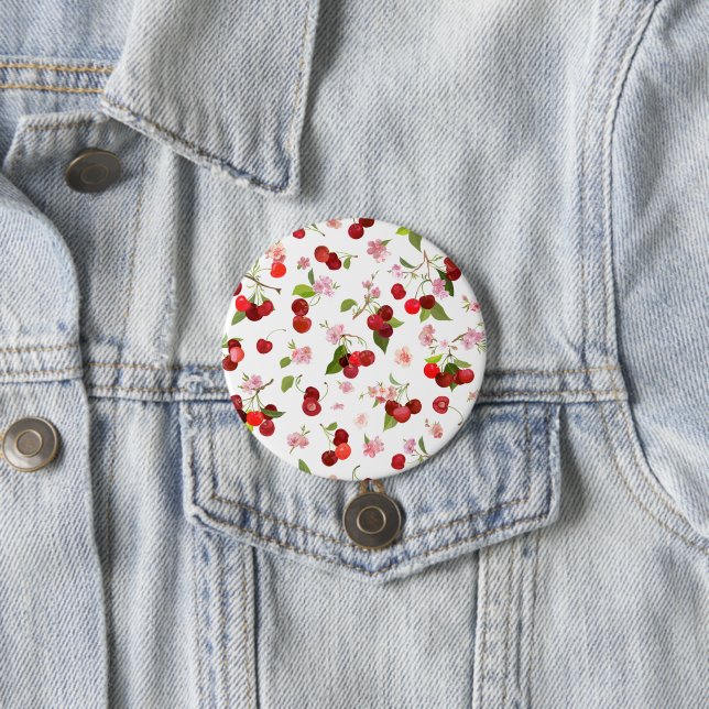 Badge Rond 7,6 Cm Motif cerise 1 (En situation)