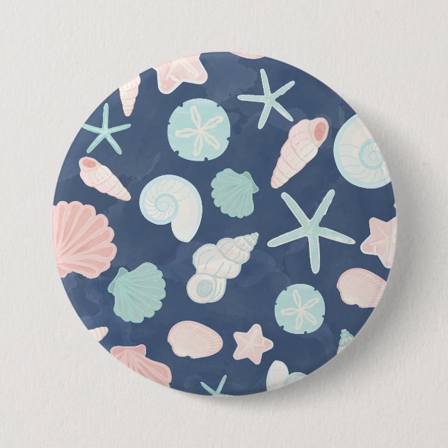 Badge Rond 7,6 Cm motif de coquillages (Devant)