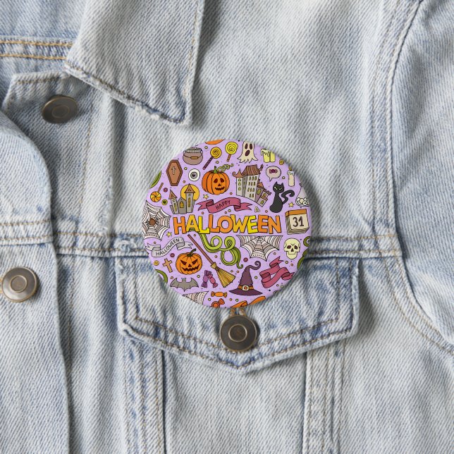 Badge Rond 7,6 Cm Motif de doodle Halloween mignon (En situation)