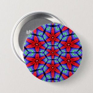 Badge Rond 7,6 Cm Motif de Fleurs de tissus rouges