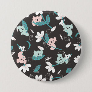 Badge Rond 7,6 Cm Motif de koala coloré, animal mignon et floral
