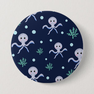 Badge Rond 7,6 Cm Motif de Pieuvre Mignonne