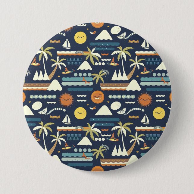 Badge Rond 7,6 Cm Motif de plage tropicale amusant (Devant)