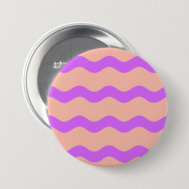 Badge Rond 7,6 Cm Motif des vagues rose et violet (Devant & derrière)
