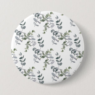 Badge Rond 7,6 Cm Motif élégant de feuilles d'eucalyptus vert sauge