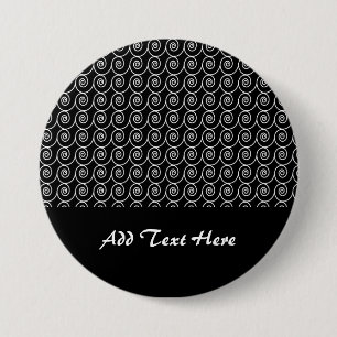 Badge Rond 7,6 Cm Motif en noir et blanc Curlie Cue