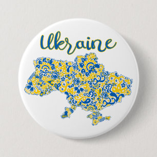 Badge Rond 7,6 Cm Motif folklorique et typographie ukrainienne