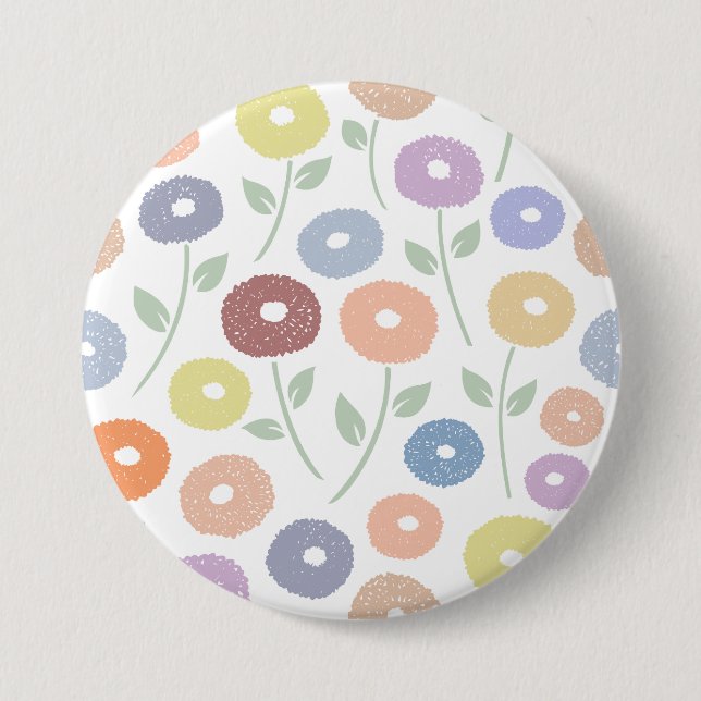 Badge Rond 7,6 Cm Motif Grande Fleur Floue Pastels sur Fond Blanc (Devant)