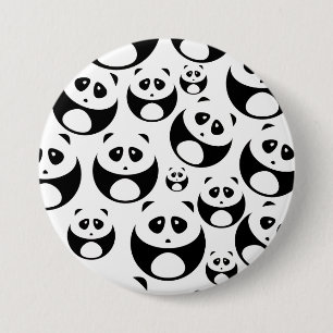 Badge Rond 7,6 Cm Motif Panda noir et blanc Kawaii
