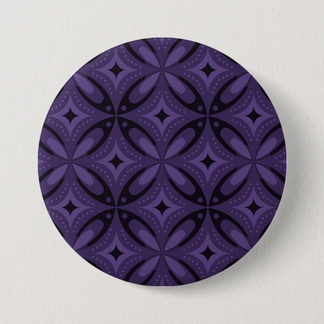 Badge Rond 7,6 Cm Motif Rétro de Couleur Violet Foncé (Devant)