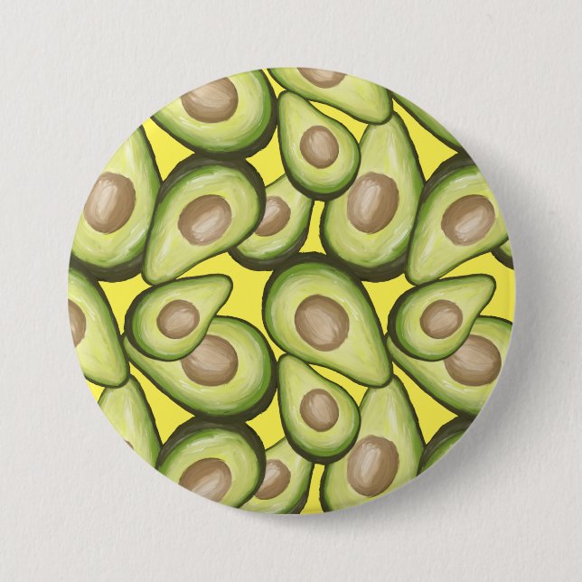 Badge Rond 7,6 Cm Motif Vegan Avocado frais et gourmand (Devant)