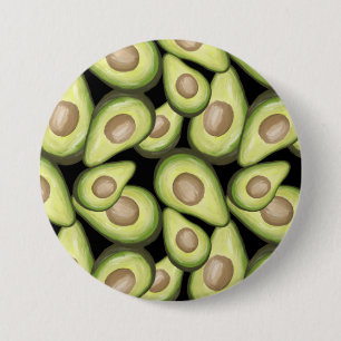 Badge Rond 7,6 Cm Motif Vegan Avocado frais et gourmand