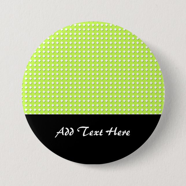 Badge Rond 7,6 Cm Motif Vert Citron Clair Chartreuse - Diamants (Devant)