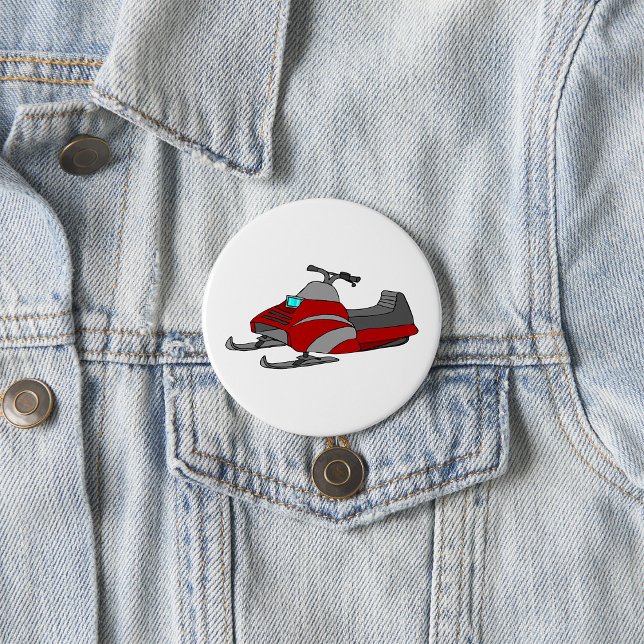 Badge Rond 7,6 Cm Motoneige rouge et gris (Créateur téléchargé)