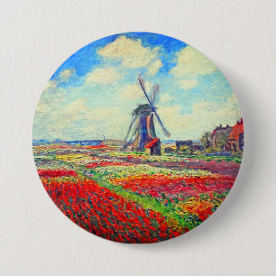 Badge Rond 7,6 Cm Moulin à vin Monet Tulips