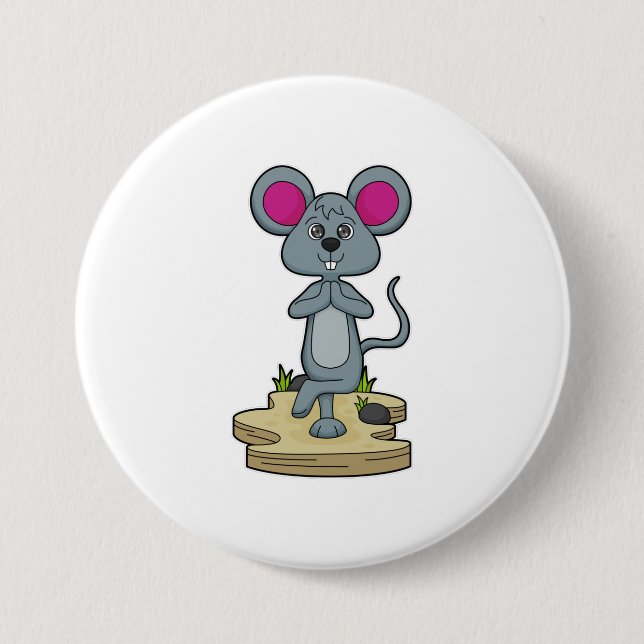 Badge Rond 7,6 Cm Mouse at yoga (Devant)