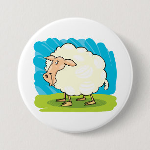 Badge Rond 7,6 Cm Moutons blancs et duveteux sur l'herbe