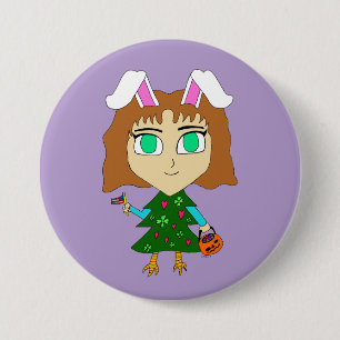 Badge Rond 7,6 Cm Multi Chibi des Fêtes