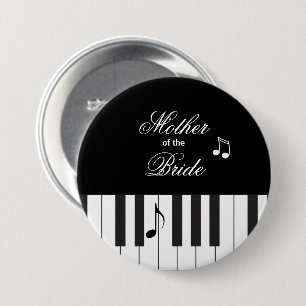 Badge Rond 7,6 Cm Musiciens créatifs Piano Keys Mariage