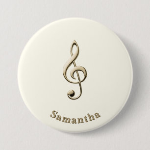 Badge Rond 7,6 Cm Musique Clé de Sol Rond Personnalisé
