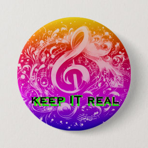 BADGE ROND 7,6 CM MUSIQUE - GARDEZ UN ARC-EN-CIEL RÉEL