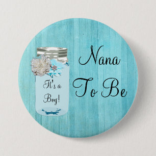 Badge Rond 7,6 Cm Nana à être Blue Mason Jar Rustic Shabby Button