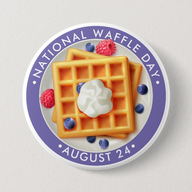Badge Rond 7,6 Cm National Waffle Day (Devant)