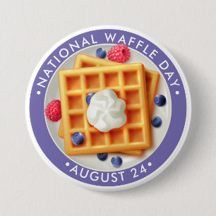 Badge Rond 7,6 Cm National Waffle Day
