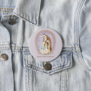Badge Rond 7,6 Cm Nativité aquarelle personnalisée pour les fêtes  