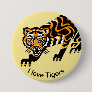 Badge Rond 7,6 Cm Nature- J'aime TIGERS -Espèces en voie de disparit