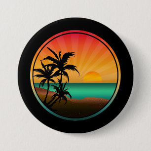BADGE ROND 7,6 CM NATURE PLAGE ÉTÉ