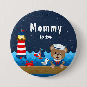 Badge Rond 7,6 Cm Nautical Boy Bear Rouge et maman de la Marine