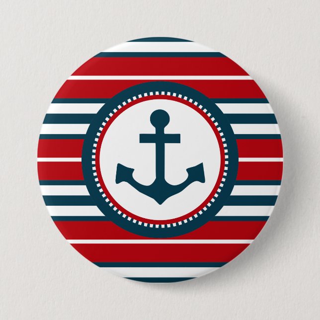 Badge Rond 7,6 Cm Nautical design (Devant)