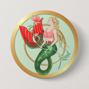 Badge Rond 7,6 Cm Nénuphar Mermaid