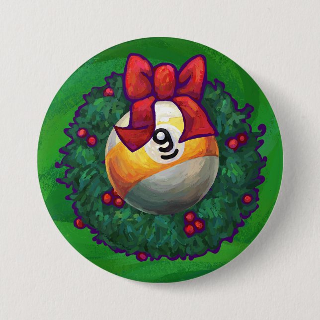 Badge Rond 7,6 Cm Neuf boule en couronne verte (Devant)