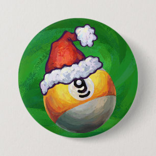 Badge Rond 7,6 Cm Neuf boules à Santa Hat sur Green