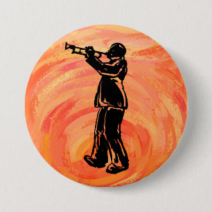 Badge Rond 7,6 Cm New York Boogie Nights Trumpet Orange