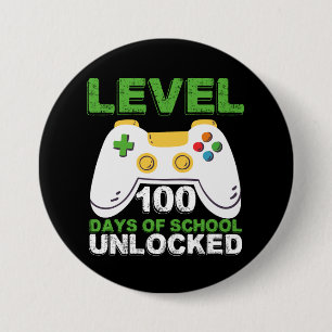 Badge Rond 7,6 Cm Niveau 100 Jours De Jeux Vidéo De Gamer Déverrouil