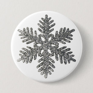 Badge Rond 7,6 Cm Noël Fête Silencieux Snowflake Star Design