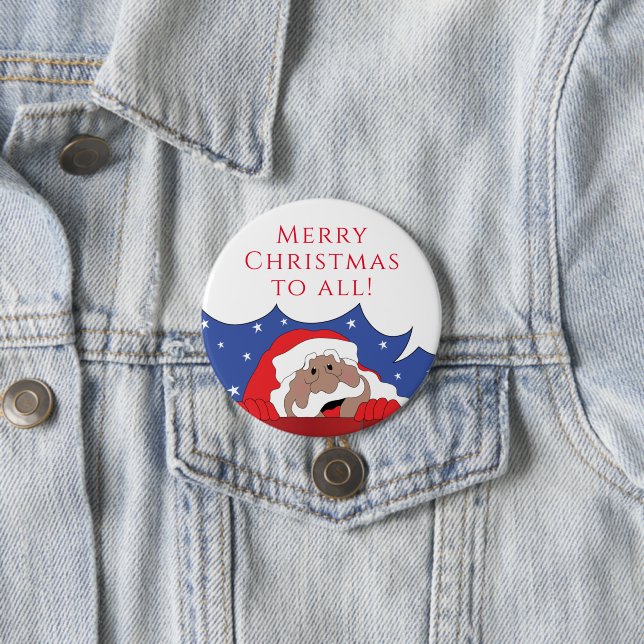 Badge Rond 7,6 Cm Noël Père Noël de couleur dit (En situation)