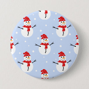 Badge Rond 7,6 Cm Noël Snowman Motif