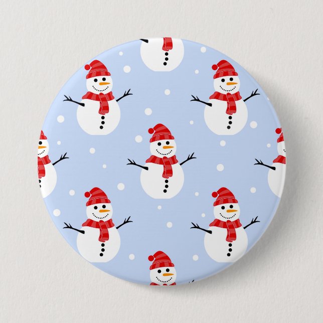 Badge Rond 7,6 Cm Noël Snowman Motif (Devant)