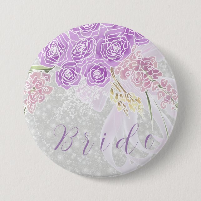 Badge Rond 7,6 Cm Nœud papillon en tulle de Puerto Madero et bouton  (Devant)