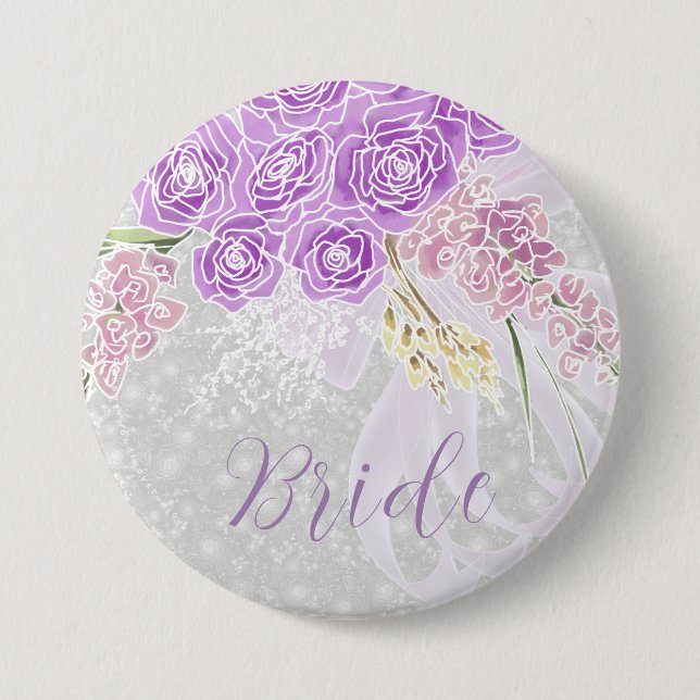 Badge Rond 7,6 Cm Nœud papillon en tulle de Puerto Madero et bouton  (Devant)