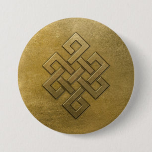 Badge Rond 7,6 Cm Noeud sans fin de relief d'or