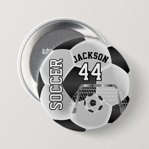 Badge Rond 7,6 Cm Noir et blanc Personnaliser le ballon de football