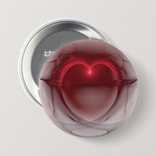 Badge Rond 7,6 Cm Noir et blanc soyeux du coeur décrit par rouge  