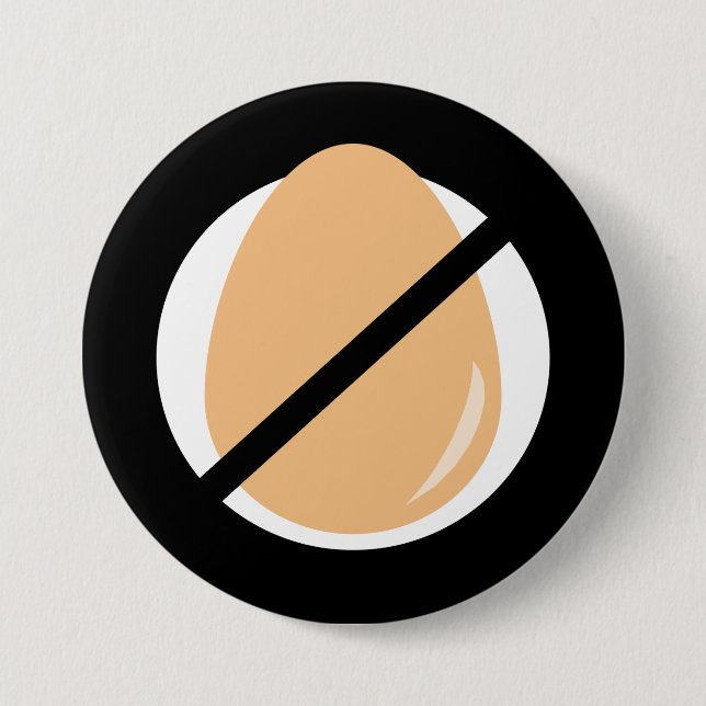 Badge Rond 7,6 Cm Noir Pas d'Oeufs Enfants Oeuf Alerte d'allergie (Devant)